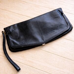 Leather HOBO Navy Clutch Architectural Wristlet